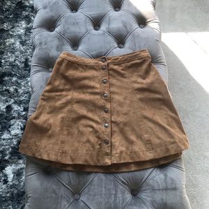 Suede Buttoned Skirt